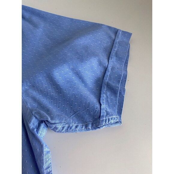 James Campbell Blue White Pattern Short Sleeve Button Shirt Men’s Sz L - Picture 5 of 13